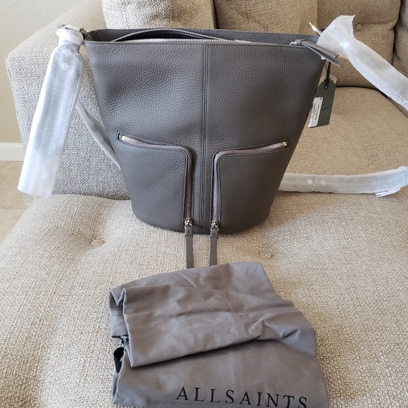 AllSaints Fetch Mink Grey Backpack NEW - Picture 13 of 16